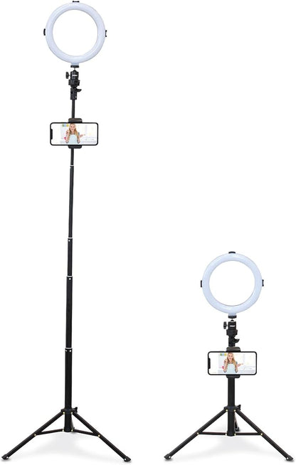 Bower 8" Selfie Ring Light Studio with Adjustable Tripod and Phone Holder  Professional Photo and Video Lighting Kit for Vlogging, Streaming, and Social Media Content Creation