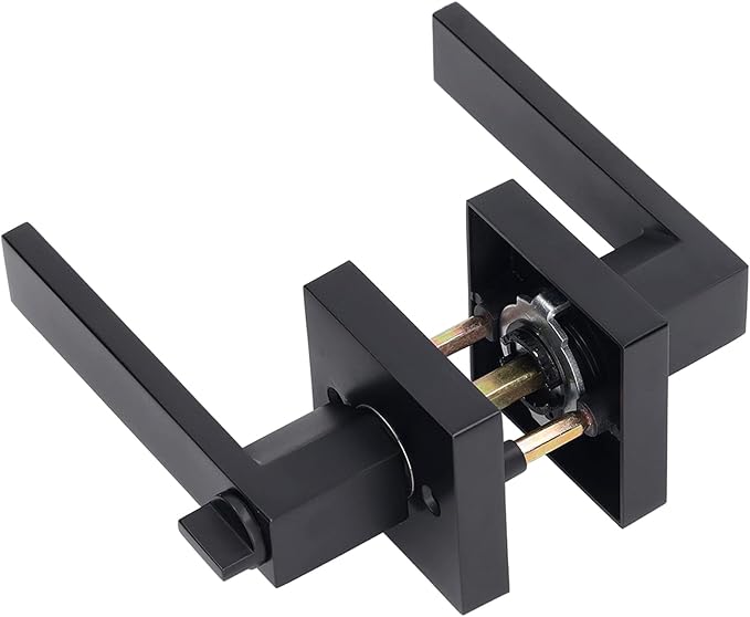 Door Lever Zinc Alloy Brass Sturdy Black Modern Look Indoor Door Handle for Passage Closet Corridor