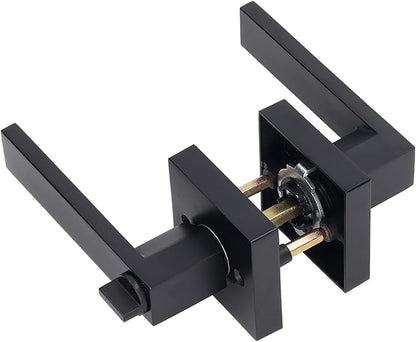 Door Lever Zinc Alloy Brass Sturdy Black Modern Look Indoor Door Handle for Passage Closet Corridor