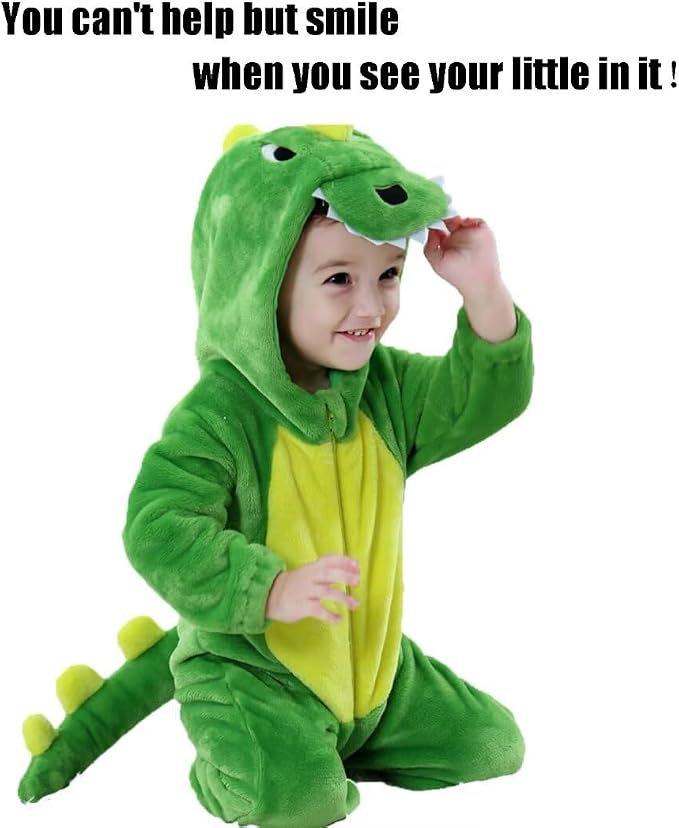 QIAONIUNIU Halloween Baby Green Dinosaur Costumes Toddler Outfit Infants Cosplay Romper 1-60 Months