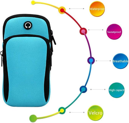 Running Armband,Arm Bag Phone Holder for Running,Multi Cell Phone Armband Pouch for Gym Workout Jogging Exercise,Suitable with iPhone 11 Pro Max XS XR X 8 7 6 6s Plus (Blue)