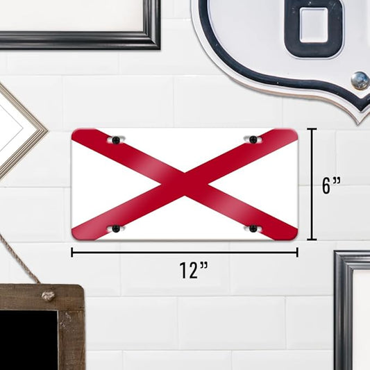DMSE US State Flag License Plates 12" x 6" Inch - Durable Aluminum Tag for Cars and Trucks  Textured Finish Vibrant Colors - 100 Made in The USA (Alabama)