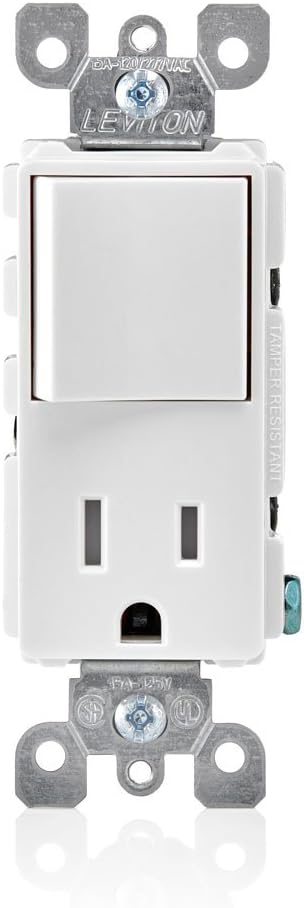 Leviton T5625-W Decora Combination Switch and Tamper-Resistant Receptacle, White