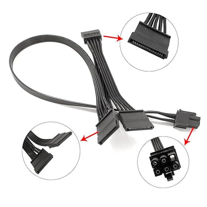 Suyitai SATA SSD Power Supply Cable Conductor and Wire Line for EVGA 1000 GQ 80 Gold 1000W 6 Pin 1 to 3 PSU 6-Pin to 3X Power Cable 18AWG(Input: 6pin, Output: 3X SATA 15pin)(73cm28.7in)