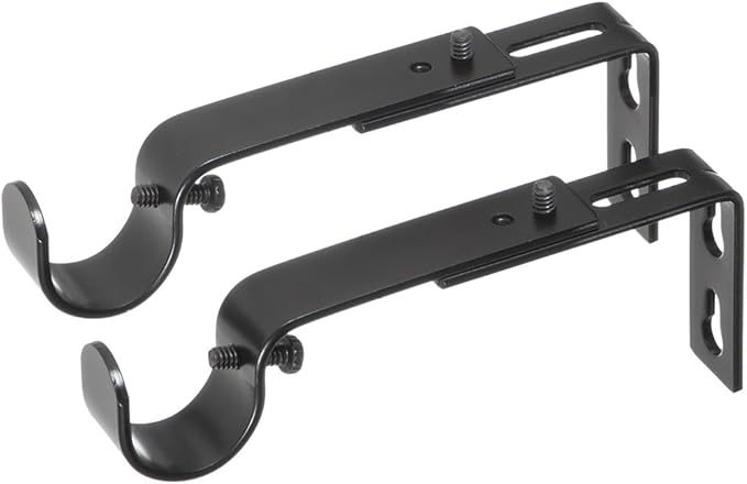 Ivilon Adjustable Brackets for Curtain Rods - for 78 or 1 Inch Rods. Set of 2 - Black