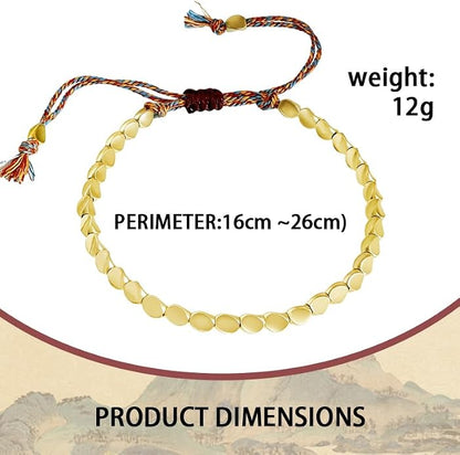 Handmade Copper Bracelet, Lucky Buddhist Amulet Cord Bracelet, Tibetan Copper Bracelet for Women, Adjustable Size