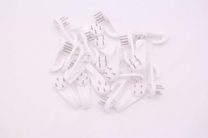 20PCS White Powerful Concrete Hard Wall Drywall Picture Hooks Non-Trace Hanging Hook Traceless Nail Plastic Wall Hook for Picture Photo Frame Clock Hangers(5cm/1.97 Length)