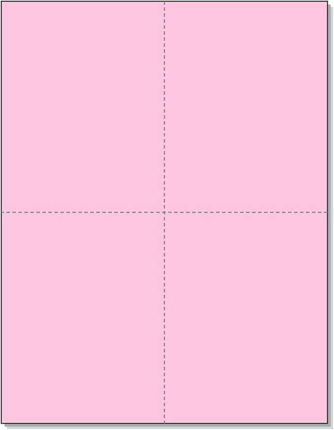 NextDayLabels 8-12" x 11" LaserInkjet Postcards 4 Per Page, (4-14" x 5-12" Each Card  Pink, 1000 Cards)
