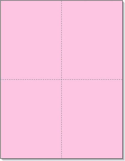 NextDayLabels 8-12" x 11" LaserInkjet Postcards 4 Per Page, (4-14" x 5-12" Each Card  Pink, 1000 Cards)