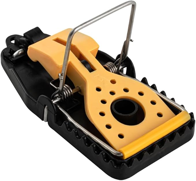 Restaurantware-Pest Tek 4.5 x 2 x 2.2 Inch Mice Traps, 2 Reusable Mouse Traps - Kill Bar, Sensitive Trigger Pedal, Yellow And Black ABS Mouse Traps, With Bait Cup, Durable