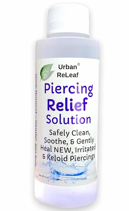 Urban ReLeaf PIERCING RELIEF Solution ! Safely Clean, Soothe  Gently Calm New, Irritated and Bumpy Piercings. 100 Natural Sea Salt, Tea Tree, Rosemary