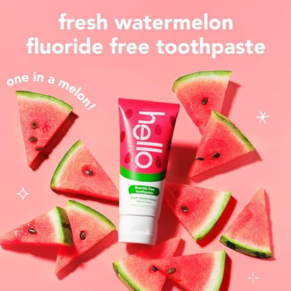 Hello Fresh Watermelon Fluoride Free Kids Toothpaste, 4.2 Oz Tube (Pack of 3) ( One of the three items is not in its original packaging )