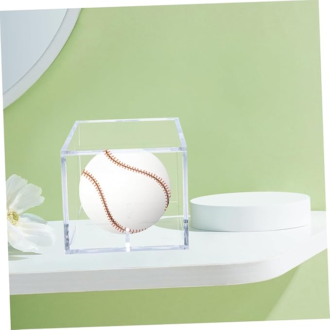 Totority Set of 2 Acrylic Baseball Display Cases Clear Cube Holders Perfect for Collectibles Showcase