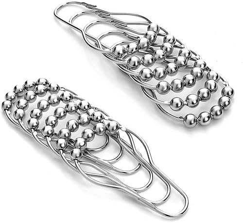 NewHome 12 Sets of Shower Curtain Hooks Rustproof Stainless Steel Hooks for Shower Rods Smoothly Glide Hooks for Bathroom Bathtubs Closets Window Curtain