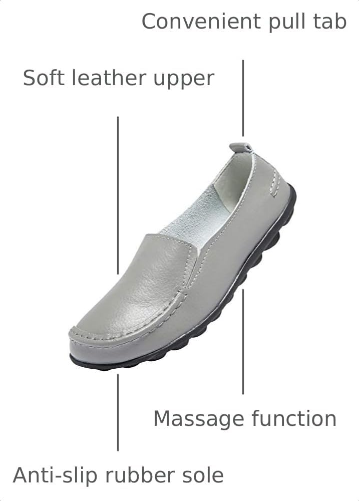 6.5 Size, ANYUETE Women’s Leather Slip On Loafers, Comfortable Walking Flats, Casual Driving Shoes for Work, Office and Daily Wear.