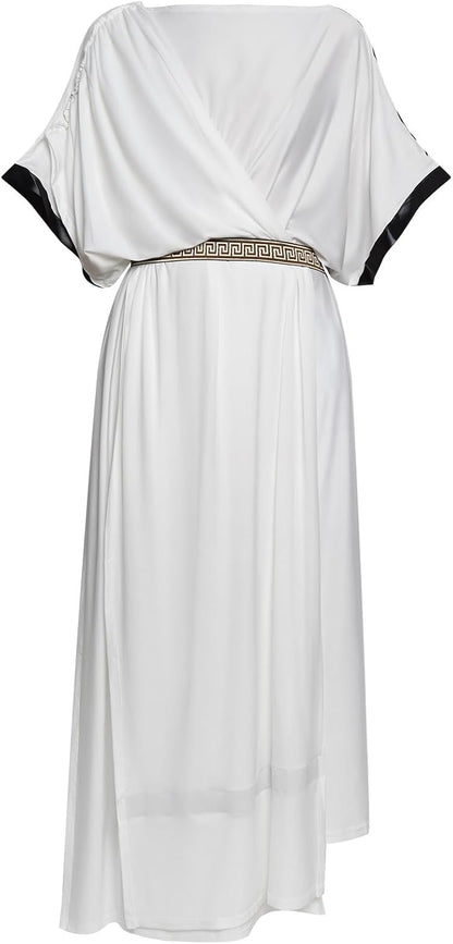 Men Ancient Greek Gods Toga Roman Senator Robe Caesar Costume with Belt Wristbands.