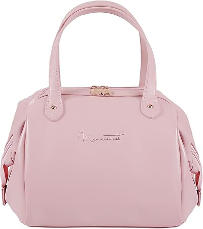 Insulated Lunch Bag for Women, Portable Leakproof Cooler Bag PU Leather Lunchbox Lunch Tote Bags for Work or Picnic (Pink)
