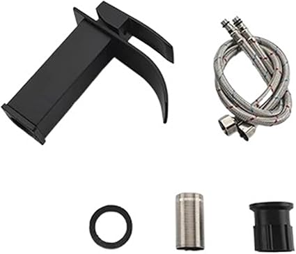 Bathroom Black Basin Faucet Waterfall Bathroom Faucet Stainless Steel Sink Faucets Cold Sink Mixer Crane Washbasin Tap Faucets (Color : Black, Size : G12)