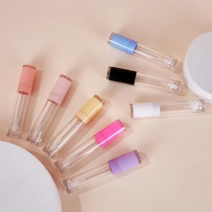 COSIDEA 6 pcs Empty 8ml Lip Gloss Tubes with clear Wand?Round Rose Pink Lipgloss Containers?DIY cosmetic packing Container Bulk Wholesale