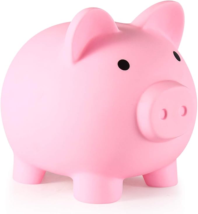 Piggy Bank, Unbreakable Plastic Money Bank, Coin Bank for Girls and Boys, Medium Size Piggy Banks, Practical Gifts for Birthday, Easter, Christmas (Pink)