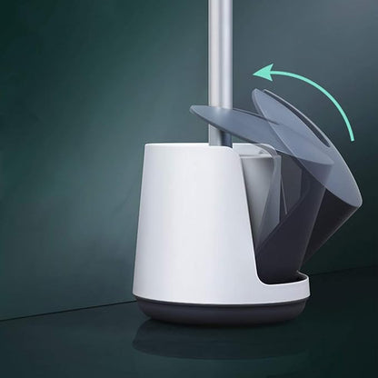 Toilet Brush with Holder Bathroom Silicone Toilet Brushes and Quick Drying Holders Set can Open and Close Automatically