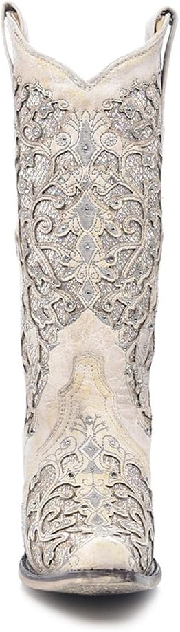 Boots women's White Western Snip Toe Wedding Boots