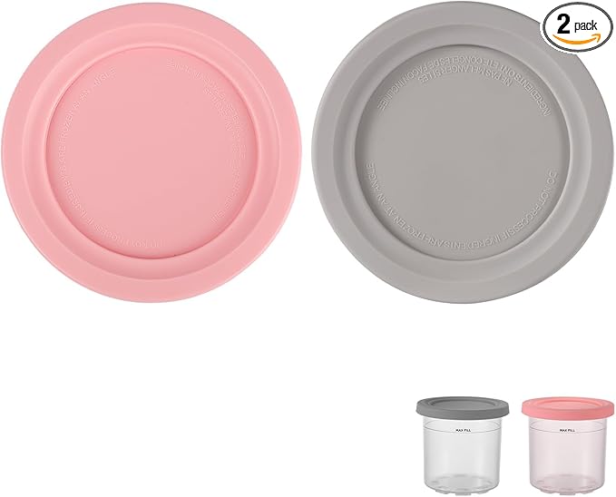 Ice Cream Tub Cover, Silicone Ice Cream Deluxe Pint Replacement Round Cover For Freezer, Food Storage Containers Cups Cans Lid for Ninja Creami NC301 NC300 NC299AMZ Series Ice Cream Maker Accessories