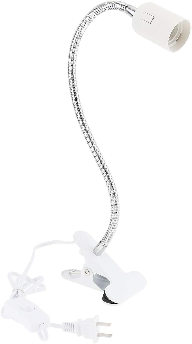 RTNLIT E26E27 Clip Desk Lamp Holder, Clamp Lamp Fixture with OnOff Switch, Flexible Gooseneck Light Bulb Socket for Reptiles, Aquarium, Desk, Grow Light, 4.1Ft Cable