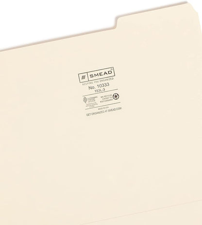 Smead File Folder, 1/3-Cut Tab Right Position, Letter Size, Manila, 42 Count (10334)