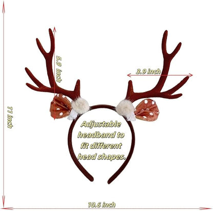 Topcosplay Unisex Christmas Reindeer Antler Headband Deer Antlers Headband for Xmas Party Costume Accessory