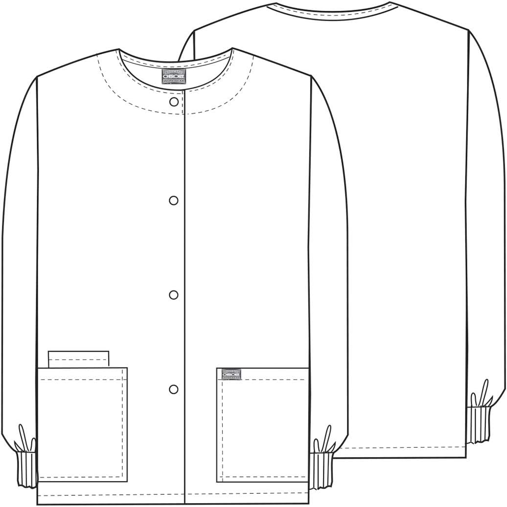 Cherokee scrubs jacket for women, Snap Front Warm-Up Jacket with 3 Pockets and Easy Care - 4350.