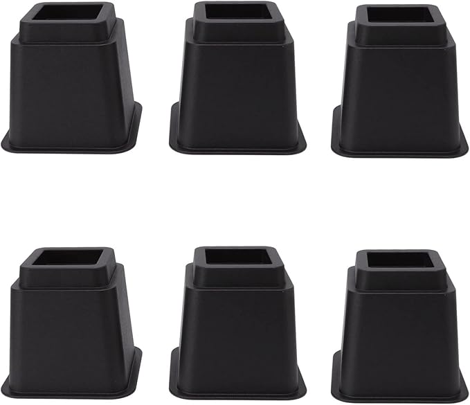 Jonlaki Bed Risers, 6pcs Plastic Sofa Risers 5in Furniture Risers Furniture Risers Bed Sofa Table Couch Chair Bed Raisers Blocks Couch Risers for Home Office Black