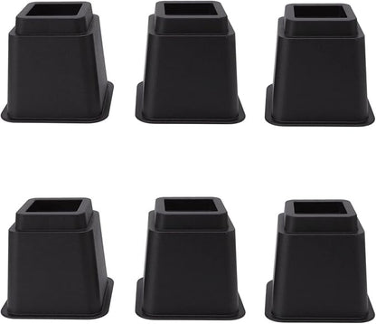 Jonlaki Bed Risers, 6pcs Plastic Sofa Risers 5in Furniture Risers Furniture Risers Bed Sofa Table Couch Chair Bed Raisers Blocks Couch Risers for Home Office Black
