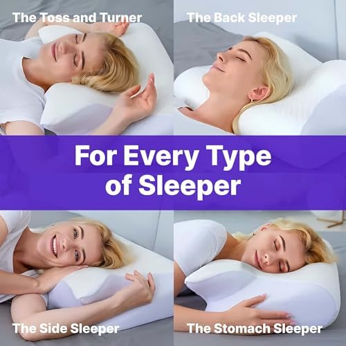 MAAS & BATH Ergo Z Pillow Comfort Set - Ergonomic Memory Foam Pillow with Premium Removable Washable Cotton Pillowcase