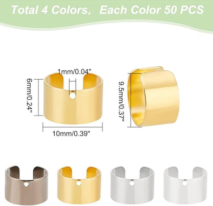 PH PandaHall 200pcs 5 Colors Brass Ear Cuff Ear Clip Wrap Earring Clip On Earrings with 1mm Hole for Non Pierced Ears, Jewelry Making