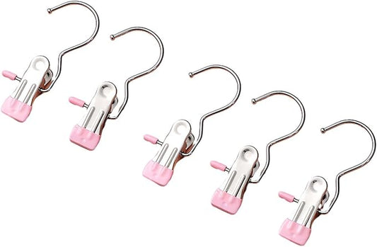 5 Pieces Boot Hangers Clips Heavy Duty Clothespins Portable Multipurpose Socks Towel Clips for Handbags Silk Scarf Pants Hats, Pink