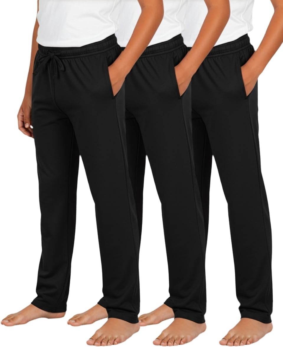 3 Pack: Boys' Soft Pajama Pants - Sleepwear Lounge Bottoms for Kids Teens Youth with Pockets