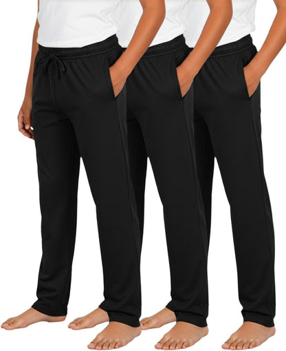 3 Pack: Boys' Soft Pajama Pants - Sleepwear Lounge Bottoms for Kids Teens Youth with Pockets