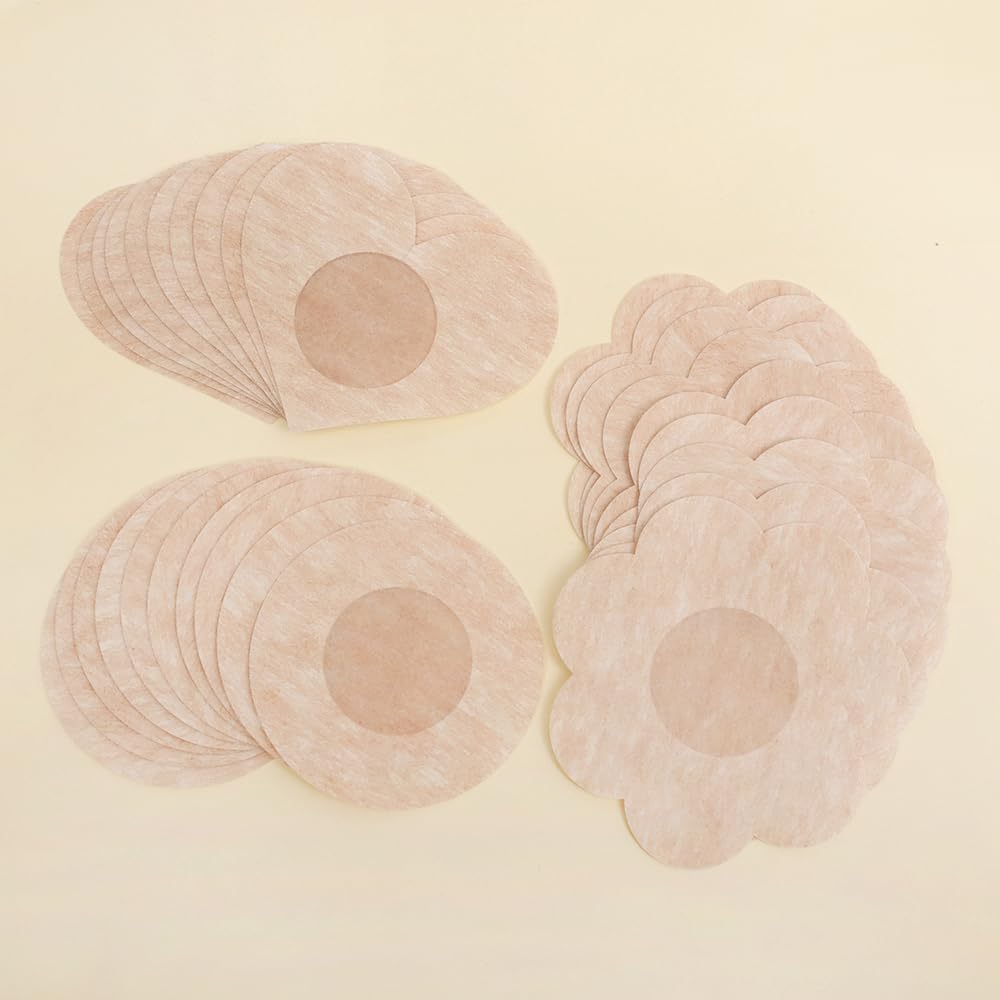 Women Satin Cloth Nipple Cover Pads Sexy Breast Adhesive Invisible Top Tape Anti-Bump Disposable Breast Paste( 10 PC )