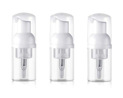 3Pcs Empty Refillable Clear Plastic Foamer Pump Bottle Foaming Dispenser Cosmetic Makeup Sample Storage Container Vial Pot for Kitchen and Bathroom Use(30ml/1oz)