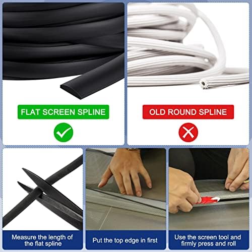 Flat Screen Spline 0.315 Width Vinyl Screen Spline Flat Bottom and Curved Top Edge Screen Spline for Replace The Glass Screen on Windows or Patio Screen Doors, 0.092" Thickness (100 ft)