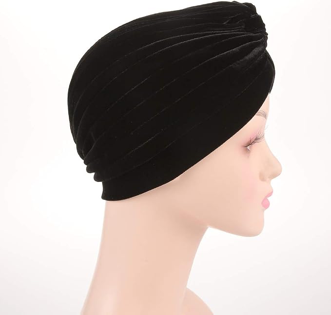 beauty YFJH Pleated Stretch Ruffle Women's Velvet Chemo Turban Hat Wrap Cover