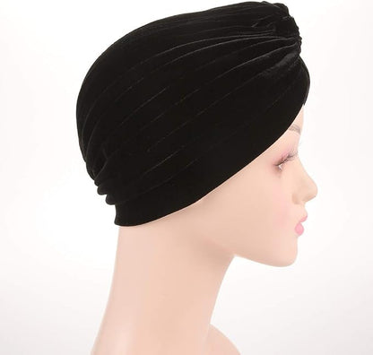 beauty YFJH Pleated Stretch Ruffle Women's Velvet Chemo Turban Hat Wrap Cover