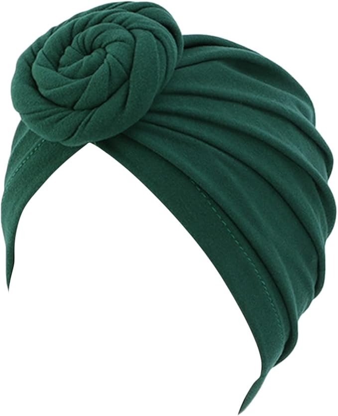 Pre-Tied Top Turban for Women Girls Top Knot Turban Stretchy Headwrap Pre-Tied Bonnet Beanie Cap