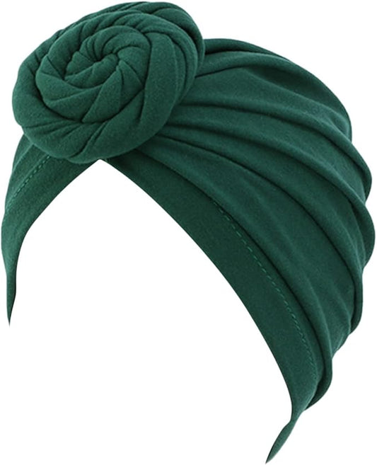 Pre-Tied Top Turban for Women Girls Top Knot Turban Stretchy Headwrap Pre-Tied Bonnet Beanie Cap