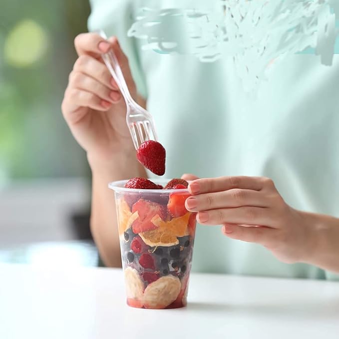 100pcs 4.7inch Plastic Clear Mini Forks Disposable Tasting Forks for Appetizer Fruit Dessert Cake Home Kitchen Party Accessories