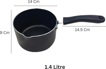 Non Stick Milk Pan 14cm, 1.4 Litre Bakelite Handle  Milkpan with Pouring Lips  Saucepan  Perfect for Cooking Sticky Sauces, Warming Milk  Cooking Pots  Pans