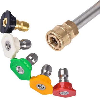 4 Pack Pressure Washer Nozzle Tips Multiple Degrees, 1/4 INCH (2.5 GPM), Power Washer Nozzle Tips, Pressure Washing Tips Set, Pressure Washer Head Rated Up to 4500 PSI Power Washer Tips. (Missing black nozzle)