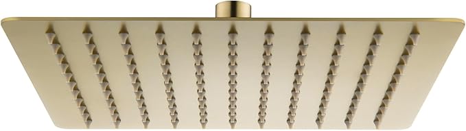 10 Inch (25CM) Square Rainfall Shower Head, 304 Stainless Steel, Ultra Thin Pressure Boosting High Pressure Rain Bathroom Rainfall Showerhead Wallceiling Installation,Matte Brushed Gold