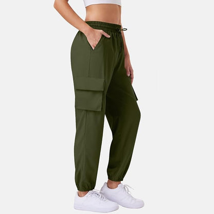 Army Green, OPHPY Hiking Pants Women Lightweight Quick Dry Cargo Pants High Waist Outdoor Travel Athletic Jogger Sweatpants with 4 Pockets